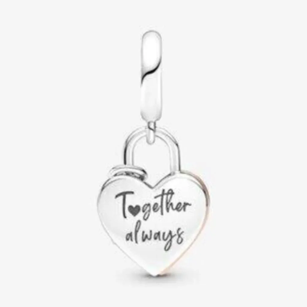 Pandora Heart Padlock Double Dangle Charm